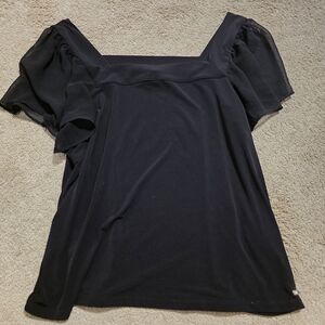 Calvin Klein Black Flutter Sleeve Blouse